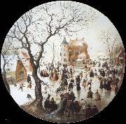 Hendrick Avercamp A Winter Scene with Skaters near a Castle oil on canvas